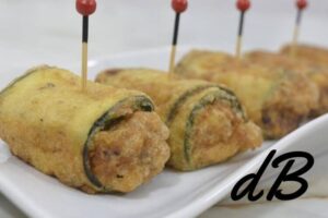 Receta de rollitos de butifarra y calabacín en freidora sin aceite fritos crujientes saludables