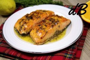 Receta de salmón a la mostaza en freidora sin aceite con miel