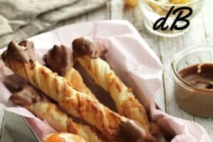 Receta de hojaldre relleno de crema de cacao en freidora sin aceite tirabuzones de chocolate